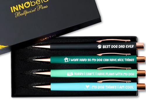 INNObeta Dog Dad Gifts: Ballpoint Pen Set of 4, Funny Gifts for Men - Best Dog Dad Ever