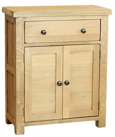 GROFurniture Solid Oak Sideboard, Oak Sideboard Storage Cabinet, Solid Cabinet for Hallway or Living Room, Wooden Storage Unit or Wooden Shoe Organizer, Ready Assembled Cabinet