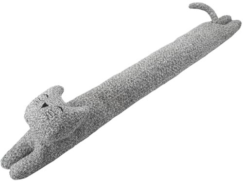 SANFERGE Robuster Zugluftstopper unter der Tür, 86,4 cm, 1,4 kg, dekorativer schalldichter Tür-Zugluftblocker, energiesparender Zugluftschutz, graue Katze