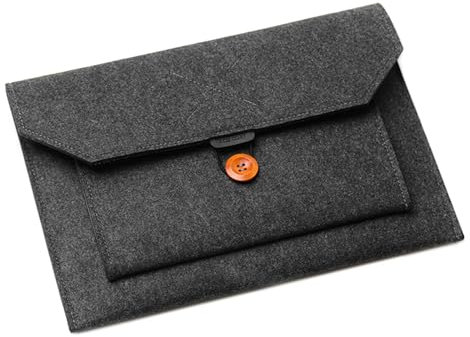 jojobasec 11/13/15 inch Felt Laptop Sleeve, Dark Gray - Shock & Scratch Resistant, Office/School/Library Use
