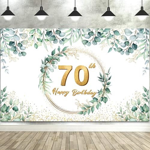 GROVBLE 70 Geburtstag Deko Banner für Mann und Frau - Grün Happy Birthday Geburtstagsbanner für Party, 180 x 110 cm