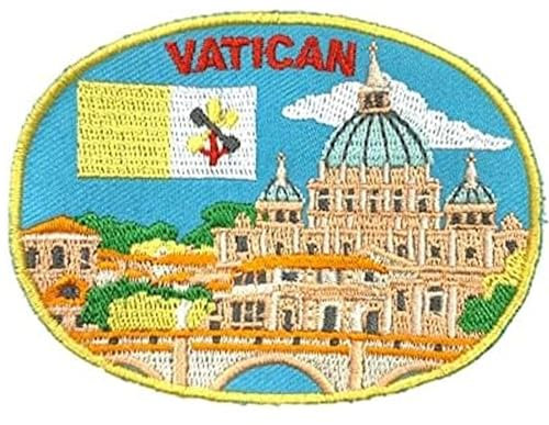Aufnäher zum Aufbügeln oder Aufnähen, Motiv: Flagge des Vatikans, Rom, 7,6 cm, für Reisen, Europa, Italien, Souvenir, Emblem, perfekt für Jacken, Hüte, Rucksäcke, Hemden, Mützen, DIY-Geschenk-Patches