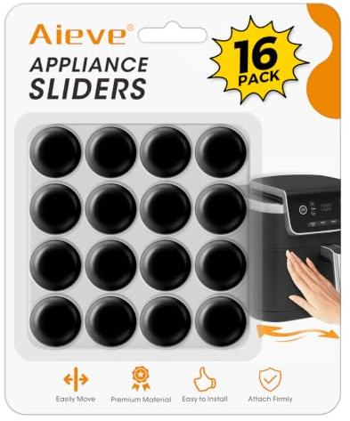 Aieve Rulli autoadesivi per elettrodomestici, 16 pezzi, colore nero | Slider per piccoli elettrodomestici a 360°, accessori essenziali per la cucina e bar, accessori per la casa e per la cucina
