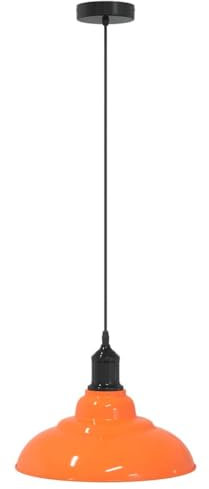 vidaXL Pendelleuchte Höhenverstellbar E27 Orange Glänzend Ø31cm Metall, Pendellampe, Hängelampe Orange, Insel-Hängelampe, Pendelleuchte für Küche