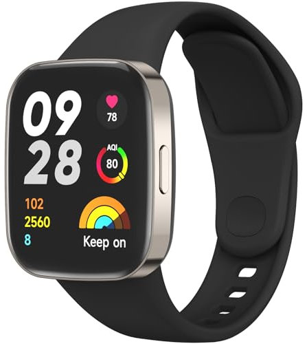 Amzpas Armband für Xiaomi Redmi Watch 3 Armband,Silikon Weiches Sport Ersatzbänder Uhrenarmband für Redmi Watch 3 für Damen Herren (Schwarz)
