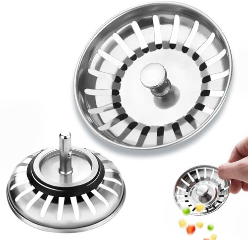 2 pièces Filtre Evier Cuisine, Bouchon Evier Cuisine, Crépine de vidange, Bouchon de panier en acier inoxydable,Convient pour la cuisine, la salle de bain contre les blocages, les odeurs(diamètre 8cm)