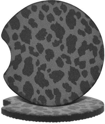 2 Pcs Car Cup Holder Coaster, 7 CM Cute Leopard Print Car Coasters for Cup Holders Anti-Slip Rubber Coaster Universal Car Interior Accessories for Women Men