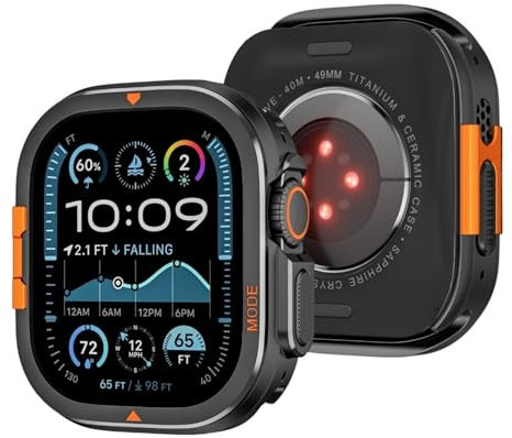 NDJQY Metal Case for Apple Watch Ultra 2 49mm Series 10 46mm Protector Case Aluminum Cover Bumper Frame for IWatch Series 10 9 8 7 6 5 4 SE Watch Cases(Black,Series 10 46mm)