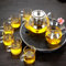 YUEMING 600ML Glass Teapot, Loose Leaf Teapots with Infuser, Square Tea Pot with Strainer, Teapot witn 6 Cups