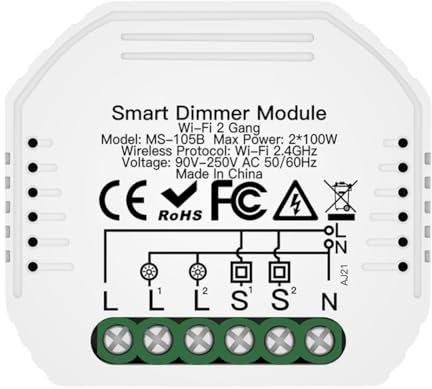 Juqoyue Interrupteur à Variateur LED WiFi Intelligent DIY à Deux Voies avec Commande Vocale pour Smart Life, et Tuya APP