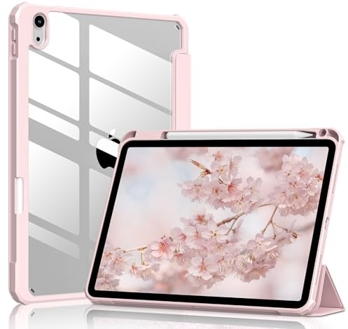 ZOYU Clear Case for iPad (A16) 11 Inch 2025 & 10th 10.9 Inch 2022, Pink | for iPad (A16) 11th Gen 2025, iPad 10th Generation 10.9 Inch 2022, Pencil Holder, Auto Wake/Sleep, Transparent Back Cover
