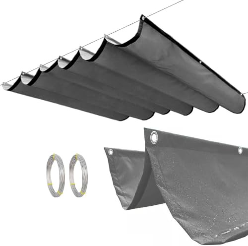 Retractable Wave Sun Shade Sail, Water Proof UV And Sun Protection Canopy Shade Cover With Mounting Kit For Outdoor Pergola Garden Sun Room Patio(Gray)