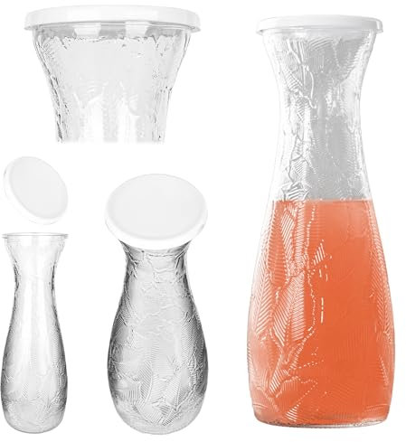 KADAX Glaskaraffe 1L mit Deckel, 1 Stück, leere Karaffe zum Befüllen für Wasser, Saft, Eistee oder Limonade, Wasserkaraffe aus Glas, Saftkaraffe, Weinkaraffe