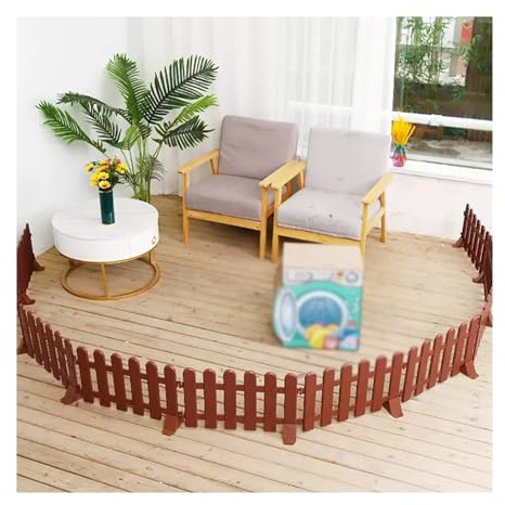 Vinbcorw Weiß Lattenzaun Panels Dekorative Indoor Outdoor,Dekorative PVC Kunststoff Tier Barriere,Weiß Lattenzaun Grenze für Garten, Wohnen, Zimmer, Schlafzimmer,Braun,50x30cm4PCS