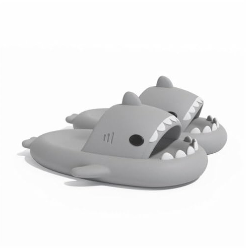 Hai Badeschuhe, Haifisch Badeschlappen rutschfest, schnell trocknend, bequem mit Haifisch-Design (Gr. 34–43) (Grau 02, EU Schuhgrößensystem, Erwachsene, Damen, Numerisch (von/bis), M, 40, 41)