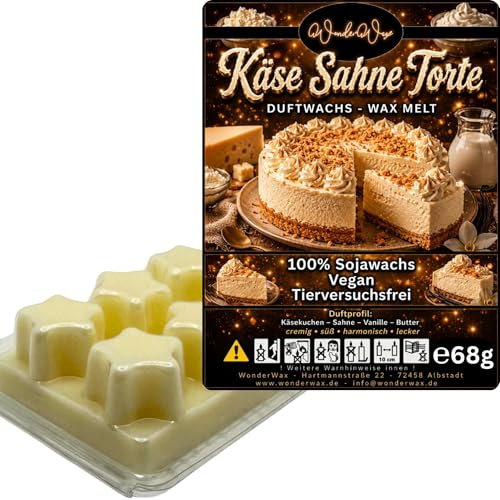 WonderWax® Duftriegel 6 x Duftwachs Sterne Weiß Käse Sahne Torte | Farbe: Weiß | Raumduft für Duftlampen, Wax Melt, Sojawachs, Indoor Duftöl Wachs schmelzen für Aromalampe