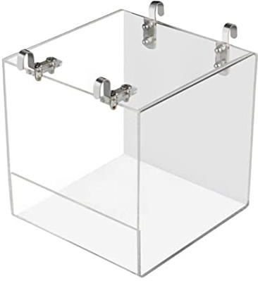 Hperu Vogelbadewanne Käfig Haustier Vogel Badehaus mit Metallhängehaken für Papageien Dusche transparent Plastik Haustier Bad