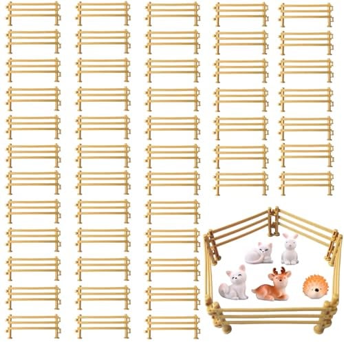 50 Stück Miniatur Zaun Für Kreative Farm Szenen, Schleich Zaun Mit Fünf Tiere., Schleich Zäune Spielzeug Für Kind Ab 3 Jahren, Eltern-Kind Aktivitäten, DIY Mini Zaun Playmobil Zaun Set, 9 X 4 X 0.8 Cm