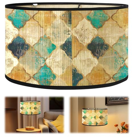 Stoff Lampenschirm,Lampenschirm Hängelampe,Trommel-Lampenschirms 30×30×20cm,Lampenschirms für Tischlampe,Handgefertigter lampenschirms Retro für E27 Halter Tischlampen Stehlampen