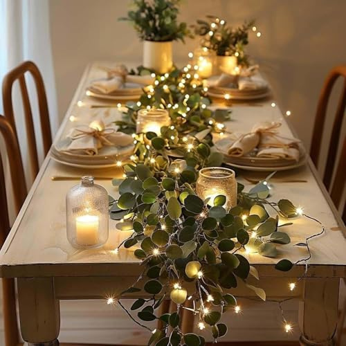 Twinkling Olive Tree Vines String Fairy Light Decor,Vines with LED Fairy Lights, Faux Vine Light Artificial Greenery Garland, Hanging Battery Operated Vine for Christmas Mantel Table Wall (6ft)