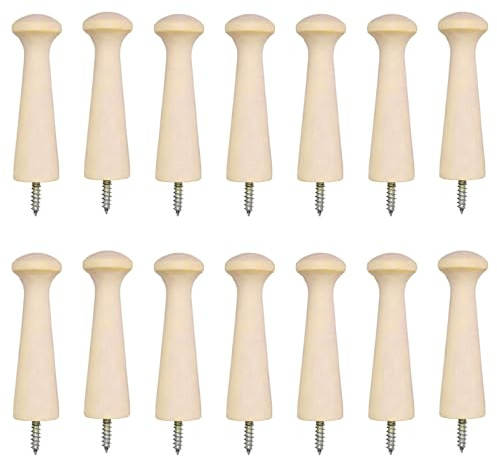 12pcs Wooden Shaker Peg, Screw-on Shaker Pegs 2.7 Inch, Solid Wooden Hooks for Hanging Bags Coat Hat Towel
