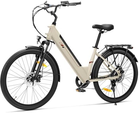 Touroll J2 St Vélos électriques, Autonomie 100KM, Vélo de Trekking avec Moteur 250W 45Nm, Batterie Amovible 561Wh, 26 Vélo Électrique Adulte, E-Bike, vélo électrique Urbain (Sable)