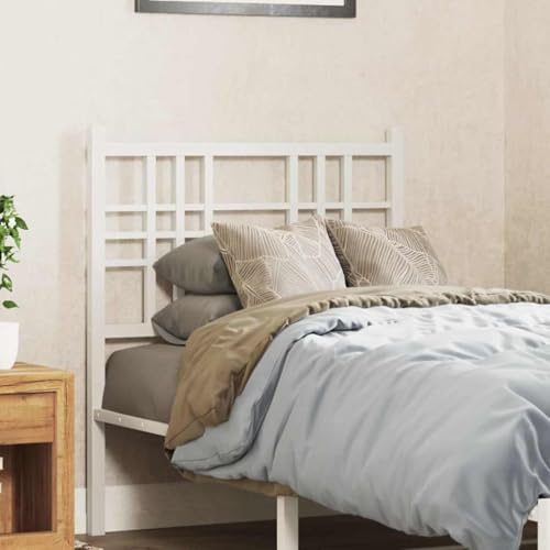 ZQQLVOO Metal Headboard for Bed Frame 75cm White 4 Pieces, Classic Design with Steel Construction for Stability and Support, Durable Metal Legs, Backrest for Reading or Watching TV,