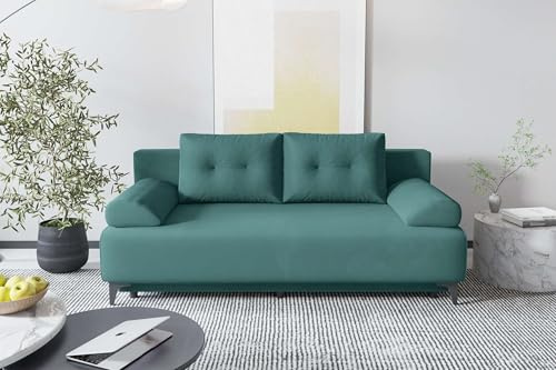 99rooms Fiora Couch Schlafsofa Sofa Velours Kronos Pastelltürkis