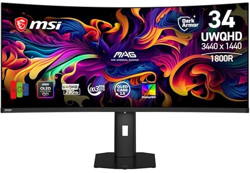 Msi Mag 341cqp QD-Oled X28 Monitor Pc 86,4 Cm [34] 3440 X 1440 Pixel Ultrawide Quad Hd Nero (msi Mag 341cqp QD-Oled X28)
