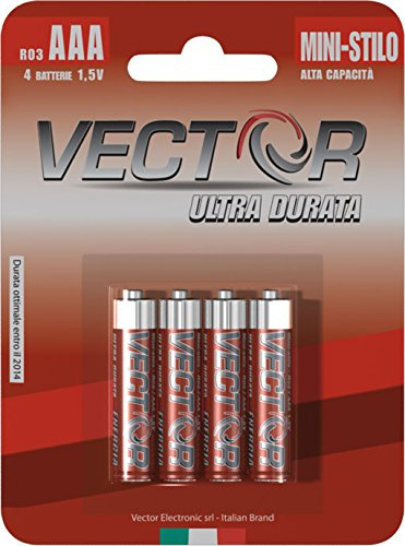 VECTOR Ministilo R03 AAA-Batterie, 4 Stück, Schwarz