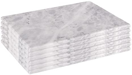 Argon Tableware Rectangle Marble Chopping Boards - 23 x 27cm - Pack of 6 - White Cutting Board Solid Worktop Protector Mat Serving Platter for Slicing Vegetables, Cutting Meat, Meal Preparation