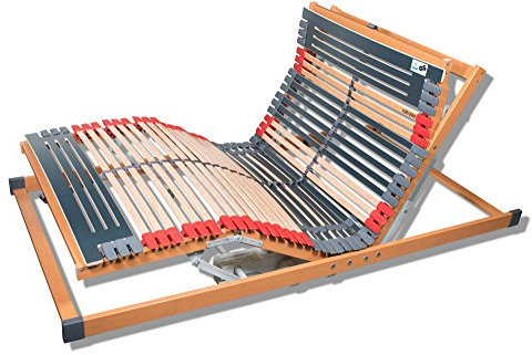 FMP Matratzenmanufaktur 7 Zonen Lattenrost Rhodos® EL | Kopf- und Fußteil elektrisch verstellbar | 44 Leisten Lattenroste | Notabsenkung | TÜV GS | Mittelgurt | fertig montiert | 100x220 cm