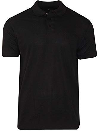 New Mens Polo Shirt Cotton Short Sleeves Pique Casual Work Plain Top T-Shirt SI120 (Black, M)