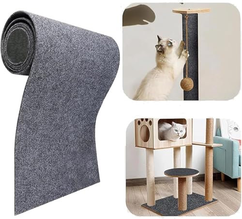 Alfombra Rascador para Gatos, 40x200cm, Rascador Sofá Gatos Autoadhesivo, Protector Sofá Gatos Arañazo, Rascador Gato Sofá Reutilizable, Gris Oscuro