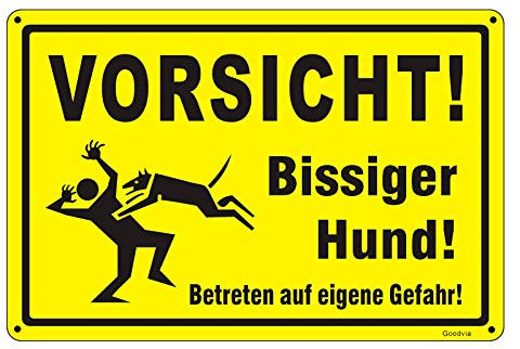 Goodvia Vorsicht Bissiger Hund Schild Aluminium 20 * 30cm, Achtung Hunde Warnschild Beware of The Dog Schild Reflektierendes Metall Vorsicht Hund Schild, Geeignet für den Innen- und Außenbereich