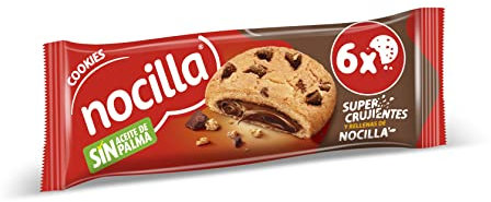 Nocilla, Cookies, Original, Galletas con gota de chocolate rellenas con crema de cacao con avellanas - Pack de 6 Unidades - 120g