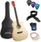 Ashthorpe Akustikgitarre für Anfänger, Cutaway, 104,1 cm, Naturfarben, Basis-Starter-Set mit Gigbag, Saiten, Gurt, Stimmgerät, Plektren