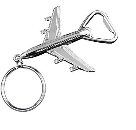 Porte-clés Avion De Chasse Décapsuleur Ouvre Bouteille Argenté