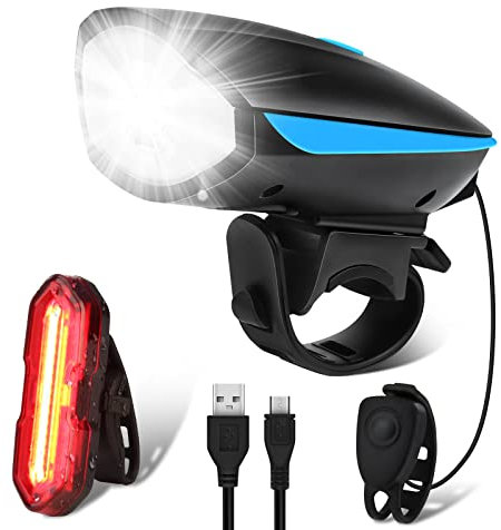 Gobikey Lumiere Velo Avant et Arriere avec Buzzer Lampe Velo LED Puissantes Eclairage Velo Étanche IP65 Lumière Vélo USB Rechargeable Accessoires Velo pour Cyclysme VTT, VTC, Bicyclette, etc