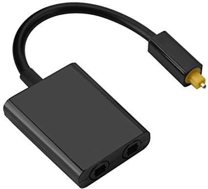Digital Optical Audio Cable, Dual Port Digital Optical Audio Splitter Adapter Audio Cable 1 in 2 Out for Audio System, Sound Bar, Home Theatre(Black)