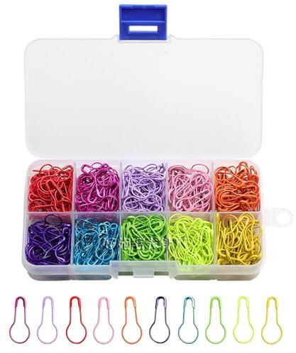 SacJkt Maschenmarkierer Metall, 500 Stück, 10 Farben Locking Stitch Mit Durchsichtiger Aufbewahrungs Box für Stricken, Häkeln oder DIY Basteln