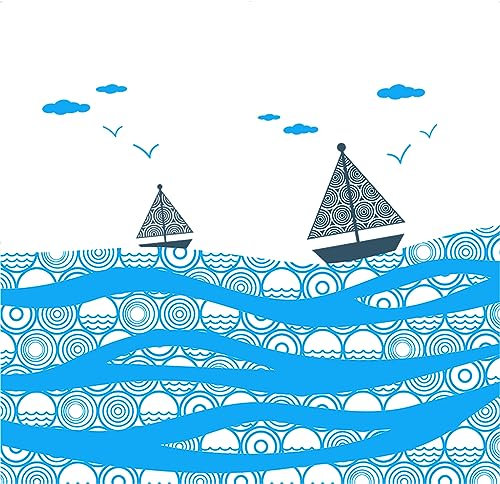 Vinilos para Cristales 58x60 CM Barco Azul Vinilo Adhesivo Cristal Translucido,Vinilos Adhesivos para Cristales,Vinilo Ventana,Vinilo Mampara Ducha,Window Film Anti UV
