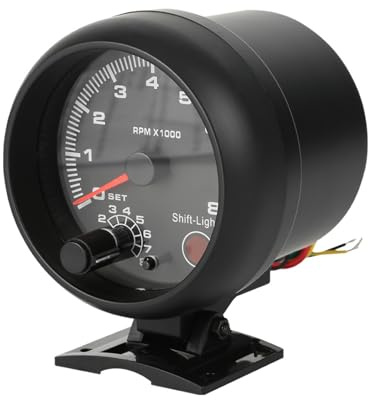 BOROCO Auto-Drehzahlmesser, Auto Geschwindigkeitsmesser Messgerät, 12V 0-8000 U/min Drehzahlmesser Messgerät LED-Schaltlicht