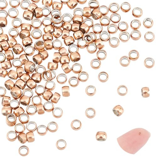 UNICRAFTALE 150 pièce Perles à Sertir Rondes 1.5 mm Perles Acier Inoxydable Perles D'Espacement Petites Perles en Or Rose Perles à Sertir pour Bracelet Perles Métal pour Bracelets de Bijoux