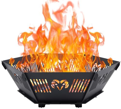 Permade Tragbare Feuerstelle für Camping, 58,4 cm, robuste Holzfeuerstelle für draußen, zusammenklappbare Feuerstelle mit Tragetasche für Camping, Garten, Lagerfeuer, Hinterhof, Terrasse