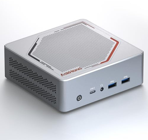 AskHand Mini PC Ryzen 7 7735HS (8 Core 16 Thread, bis zu 4,75 GHz) 16 GB DDR5 RAM 512 GB PCIE4.0 SSD, Windows 11 Pro/WiFi 6/BT-5.2/USB*4/USB-C*2/2*HDMI, 4K~8K@60Hz Dreifache gleichzeitige Anzeige