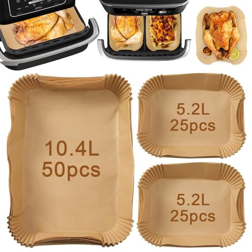 Lifemaison 100pcs Airfryer Backpapier für Ninja Flex Drawer Dual Zone AF500EU 10,4L Heißluftfritteuse,Zubehör für Ninja Foodi AF500EU AF500EUCP Airfryer,Auch kompatibel mit Cecotec Dual 9000 9L