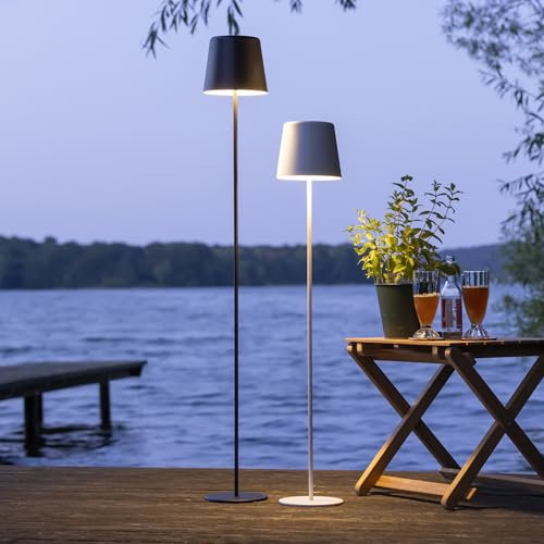 Lightbox Lampada da terra a LED interni ed esterni | 129 cm di altezza, Ø 18 cm | lampada da terra nera per esterni con touch dimmer a 3 livelli | mobile/wireless/portatile | ricaricabile