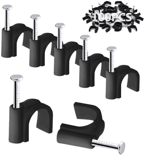 100PCS Round Cable Clips, 5MM Electrical Cable Wall Clip Nail Clips Management, Wire Tidy Clips Pins Cable Tacks for Ethernet, Electrical Wires