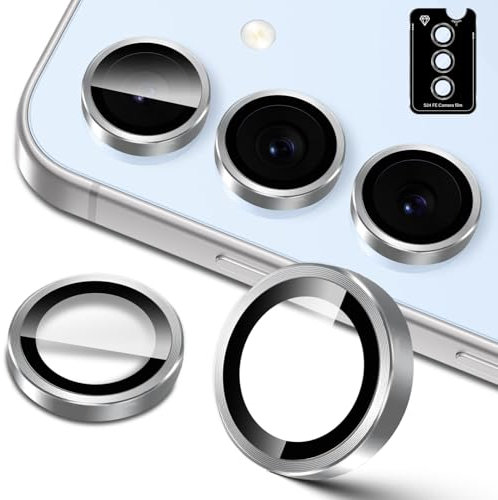 Lutree per Samsung Galaxy S24 FE 5G Pellicola Protettiva Fotocamera, Durezza 9H Lenti Individuali Protezione Schermo, Anello in Metallo + Vetro Temperato, HD Anti-Graffio - Argento